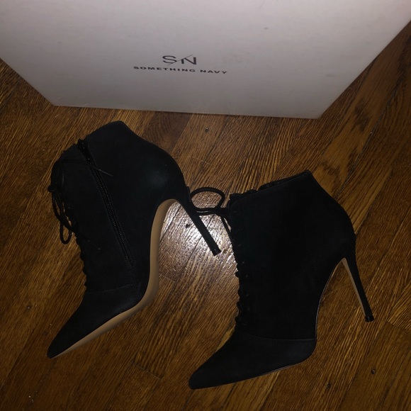 Something Navy lace up black booties, size 6. - Picture 5 of 8